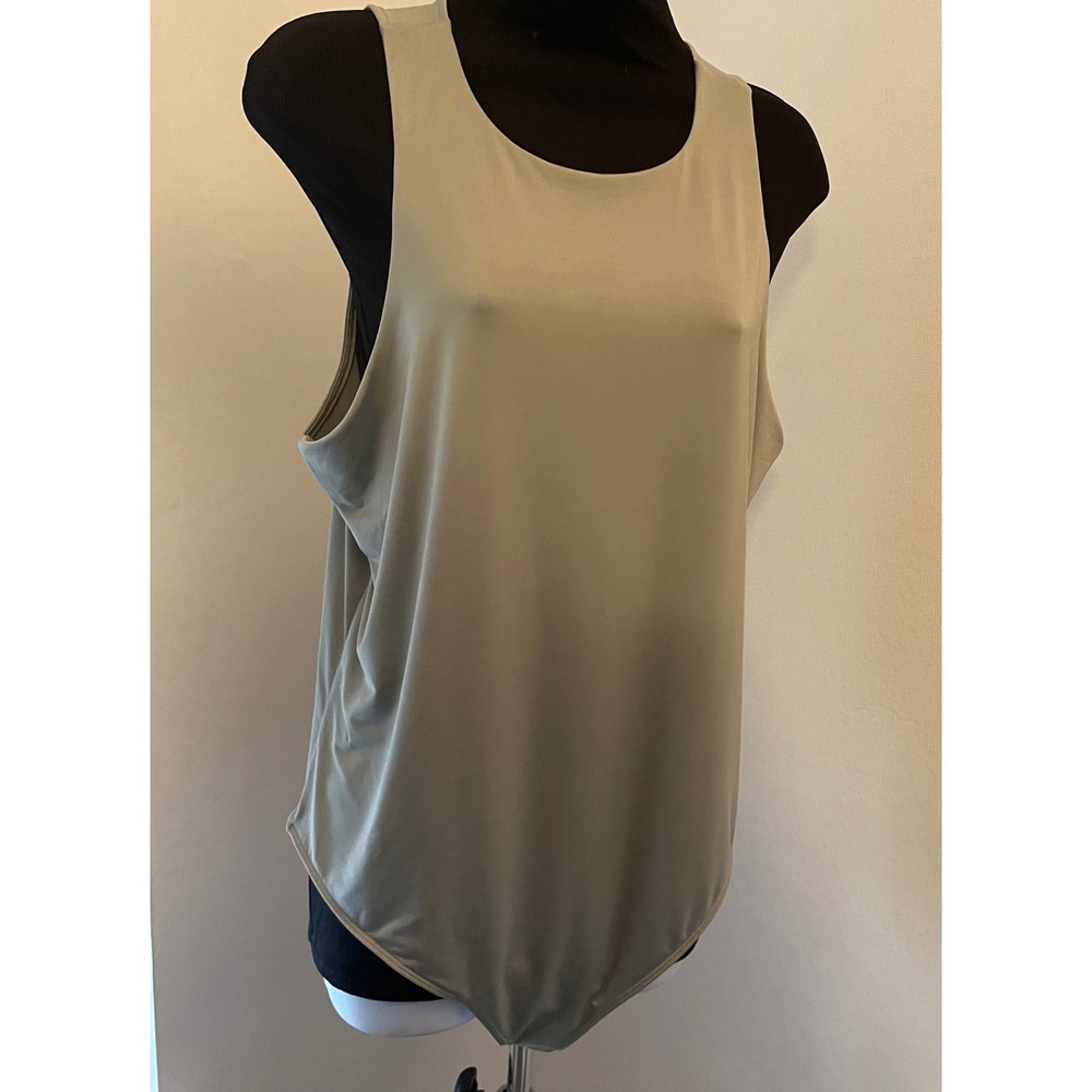 Express Body Contour Sleeveless Bodysuit Sage Green Tank Top Thong Snap Base XL